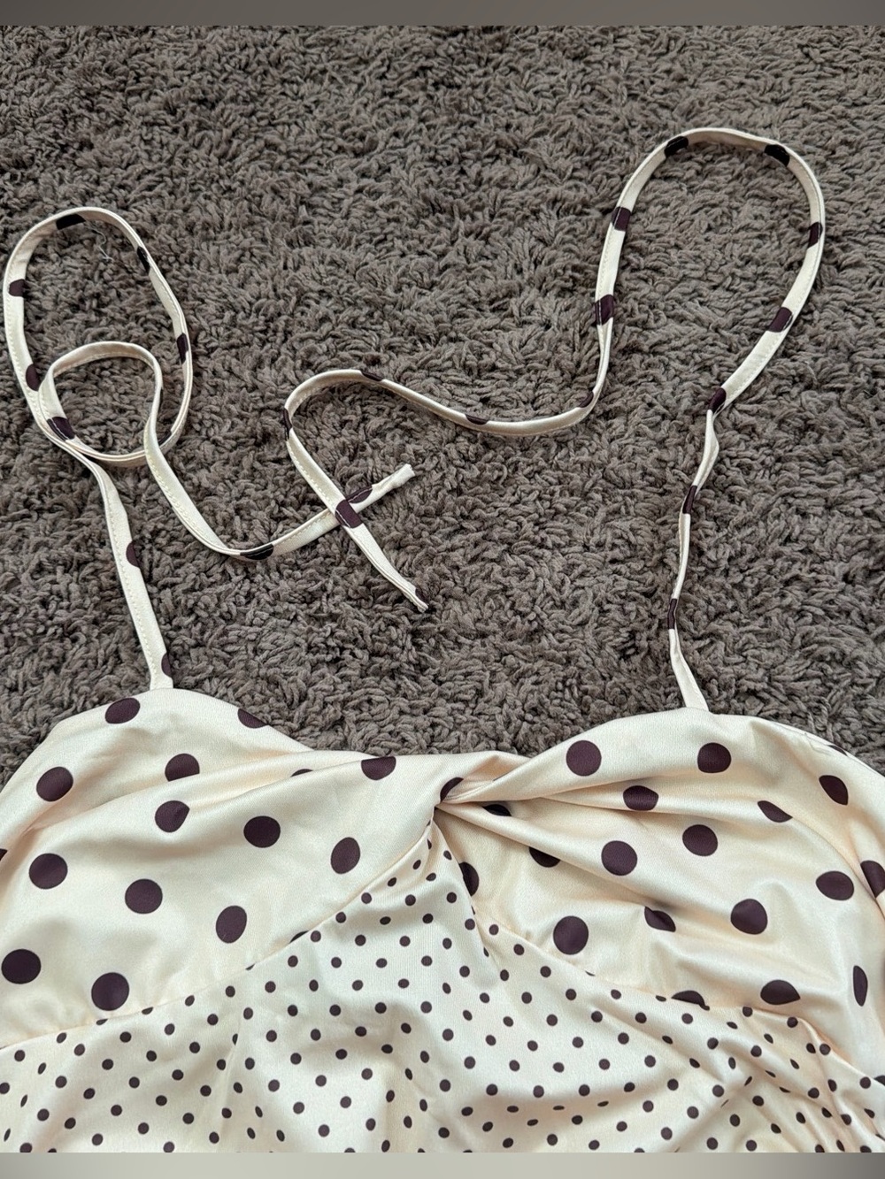 Butter yellow Polka Dot Satin dress